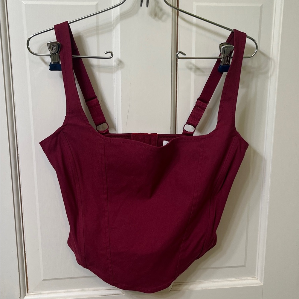 Garage Red Plum Tank Bustier with detailed back clasp panel